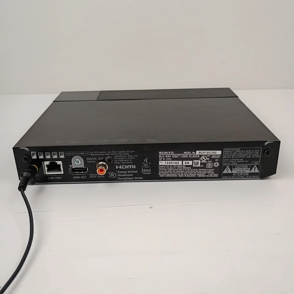 Sony BDP-BX350 Blu-ray Disc/DVD Player + Power Adapter and HDMI Cord - Tested